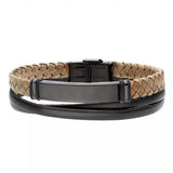 Męska bransoletka na skórzanym brązowym pasku ze stali szlachetnej