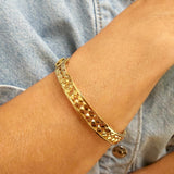 Złota bransoletka sztywna pleciona