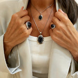 Srebrna zawieszka mała z kamieniem Noc Kairu