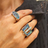 Pierścionek ze stali szlachetnej z muszlą abalone