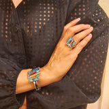 Pierścionek ze stali szlachetnej z muszlą abalone