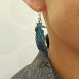 Kolczyki artystyczne niebieskie pióra Dorian Grabowski