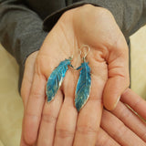 Kolczyki artystyczne niebieskie pióra Dorian Grabowski