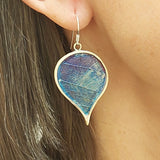 Kolczyki artystyczne liście fioletowo niebieskie Dorian Grabowski