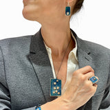 Bransoletka artystyczna szeroka niebieska Dorian Grabowski