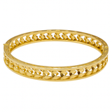 Złota szeroka ażurowa bransoletka mankietowa