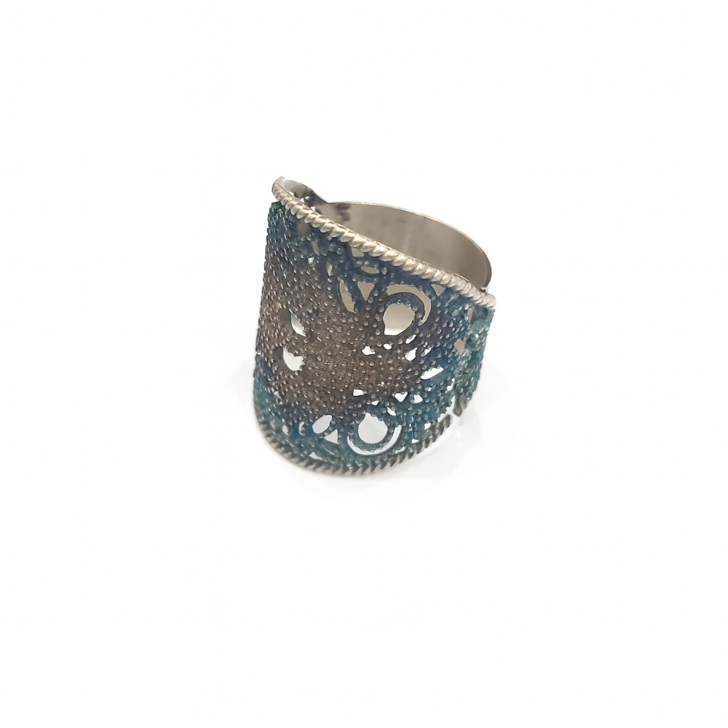 Pierścionek artystyczny niebieski "koronka" Dorian Grabowski