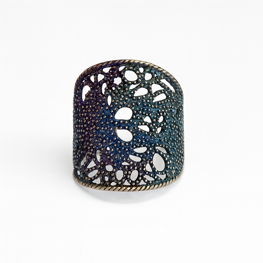 Pierścionek artystyczny niebieski "koronka" Dorian Grabowski