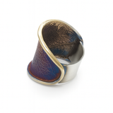 Pierścionek artystyczny fioletowo złoty liść Dorian Grabowski