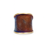 Pierścionek artystyczny fioletowo złoty liść Dorian Grabowski