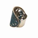 Pierścionek artystyczny niebieski koronkowy Dorian Grabowski