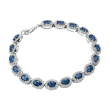 Bransoletka srebrna z błyszczącymi granatowymi cyrkoniami
