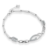 Bransoletka srebrna z cyrkoniami ażurowy splot