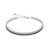 Srebrna bransoletka z podwójnym rzędem czarno-białych cyrkonii