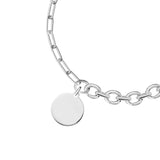 Bransoletka srebrna z gładką okrągłą blaszką