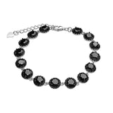 Bransoletka srebrna ozdobna z okrągłymi czarnymi cyrkoniami