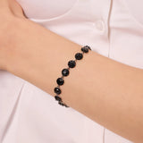 Bransoletka srebrna ozdobna z okrągłymi czarnymi cyrkoniami