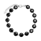 Bransoletka srebrna ozdobna z okrągłymi czarnymi cyrkoniami