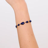 Srebrna pozłacana bransoletka z kamieniem lapis lazuli