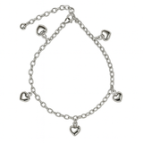 Srebrna bransoletka łańcuszkowa z wiszącymi elementami w kształcie serca