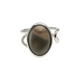 Srebrny pierścionek owalny z krzemieniem pasiastym