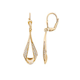 Srebrne pozłacane kolczyki wiszące z cyrkoniami