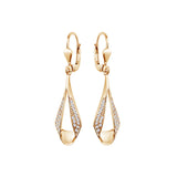 Srebrne pozłacane kolczyki wiszące z cyrkoniami