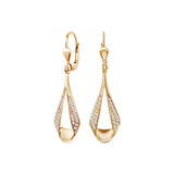 Srebrne pozłacane kolczyki wiszące z cyrkoniami