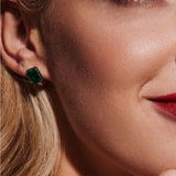 Kolczyki srebrne z zielonymi i granatowymi cyrkoniami na angielskim zapięciu