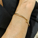 Złota sztywna bransoletka bangle delikatny gwóźdź