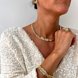 Naszyjnik złoty szeroka kolia z dwukolorowego złota