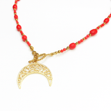 Naszyjnik srebrny pozłacany z naturalnym koralem