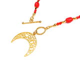 Naszyjnik srebrny pozłacany z naturalnym koralem