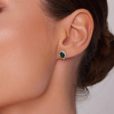 Kolczyki srebrne na sztyfcie z zieloną cyrkonią