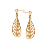 Kolczyki srebrne pozłacane listki ażurowe na sztyfcie