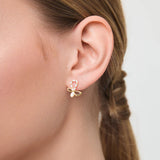 Kolczyki srebrne pozłacane kokardki z cyrkoniami