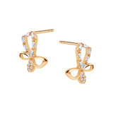 Kolczyki srebrne pozłacane kokardki z cyrkoniami