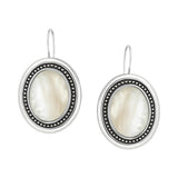 Kolczyki duże owalne z oksydowanego srebra z masą perłową