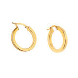 Złote kolczyki koła kreolki w kwadratowym przekroju