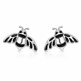Kolczyki srebrne owad z czarną emalią