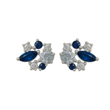Kolczyki srebrne z białymi i granatowymi cyrkoniami