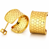 Złote kolczyki szerokie otwarte koła na sztyfcie