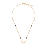 Naszyjnik srebrny pozłacany z czarnymi fasetowanymi kulkami