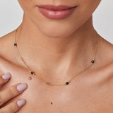 Naszyjnik srebrny pozłacany z czarnymi fasetowanymi kulkami