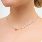 Naszyjnik srebrny z pozłacaną fasetowaną kulką