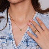 Naszyjnik srebrny pozłacany motyl z turkusową cyrkonią