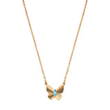 Naszyjnik srebrny pozłacany motyl z turkusową cyrkonią