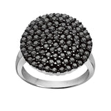 Pierścionek srebrny okrągły z czarnymi cyrkoniami