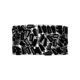 Pierścionek srebrny szeroki obrączkowy z czarnymi cyrkoniami