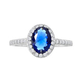 Srebrny pierścionek z granatową cyrkonią princess